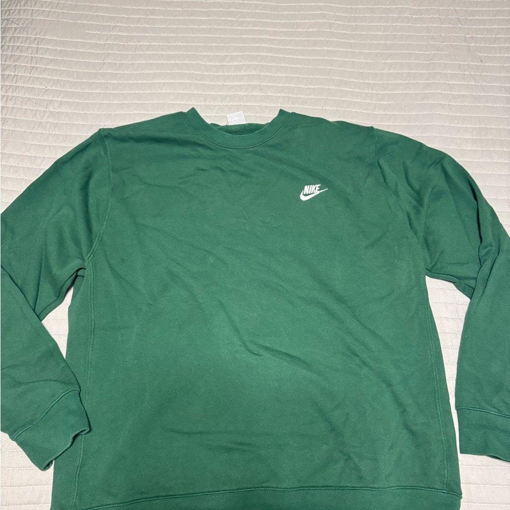 Nike Green Crewneck Sweater with Swoosh Logo